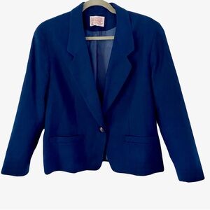 Pendleton Vintage Wool Blue Single Button Preppy Academia Blazer Jacket Size 12